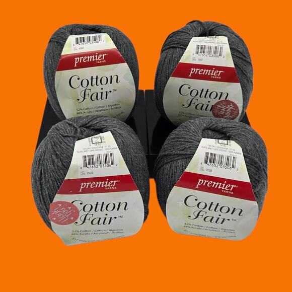 4 Skeins Premier Yarns Cotton Fair Cotton Acrylic Blend Slate Grey 27-13 (Fine) - Picture 5 of 9